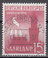 Saar   Scott No  313     Used     Year  1958 - Gebruikt