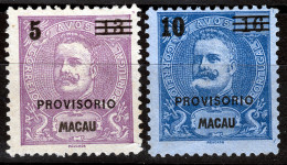 MACAU  1900  5 & 10C PROVISORIO  MH NO GUM - Unused Stamps