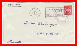 BOUAR OUBANGUI CHARI AFRIQUE COLONIE FRANÇAISE LETTRE AVION > FRANCE TAMPON VAGUEMESTRE FLAMME COTON FRANCHISE MILITAIRE - Storia Postale