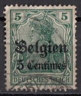 N2 Belgio 1914-15 Occupazione Tedesca Viaggiati Used Overprint Belgien 5 Centimes Su 5 - Deutsches Reich - Deutsche Armee