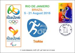 ALGERIE ALGERIA 2016 - FDC Olympic Games Rio 2016 Triathlon Olympische Spiele Olímpicos Olympics Triatlon - Eté 2016: Rio De Janeiro