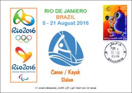 ALGERIE ALGERIA 2016 - FDC Olympic Games Rio 2016 Canoe Kayak Olympische Spiele Olímpicos Olympics - Kanu