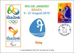 ALGERIE ALGERIA 2016 - FDC Olympic Games Rio 2016 Diving Olympische Spiele Olímpicos Olympics - Tuffi