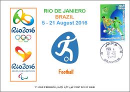 ALGERIE ALGERIA 2016 - FDC Olympic Games Rio 2016 Football Soccer Olympische Spiele Olímpicos Olympics Weightlifting - Eté 2016: Rio De Janeiro