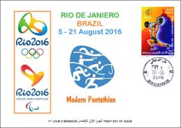 ALGERIE ALGERIA 2016 - FDC Olympic Games Rio 2016 Modern Pentathlon Olympische Spiele Olímpicos Olympics - Eté 2016: Rio De Janeiro