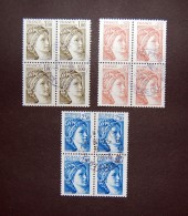 France  - Sabine De Gandon - 3 Blocs De 4 Oblitérés (used) - 1977-1981 Sabine (Gandon)