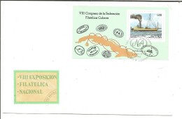 CUBA BF SUR LETTRE DU CONGRES FEDERATION PHILATELIQUE 1982 - Blocs-feuillets