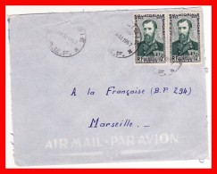 DOLISIE CONGO AFRIQUE ANCIENNE COLONIE FRANÇAISE LETTRE PAR AVION POUR FRANCE TIMBRE PIERRE SARVOGNAN DE BRAZZA 2 SCANS - Covers & Documents