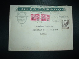 LETTRE TP COQ D'ALGERIE 2F + TP BLASON 1F50 Surchargé RF 0f50 X2 OBL.16-5-46 PHILIPPEVILLE CONSTANTINE + JULES CORADO - 1944 Marianne Van Algerije