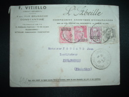 LETTRE TP MARIANNE D'aLGER 10c + GANDON 3F MAZELIN 1F CHAINES BRISEES 40c Surchargés ALGERIE OBL.9-1-47 CONSTANTINE RP - 1944 Marianne Van Algerije