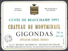 088 - Gigondas - 1993 - Cuvée De Beauchamp - Château De Montmirail - S.C.E.V. Archimbaud-Bouteiller Vacqueyras - Côtes Du Rhône