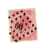 Léopold 1er, 22 Oblitéré Losange à Points # 60, Cote 22 €, - 1865-1866 Profile Left