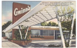 Rout 66, Pasedena California, Gwinn's Restaurant & Drive-In, C1940s Vintage Linen Postcard - Route ''66'