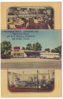 Rout 66, Lebanon Missouri, Union Bus Depot, Cafe And Store Interior View, C1940s Vintage Linen Postcard - Route ''66'