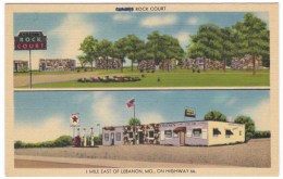 Route 66, Lebanon Missouri, Clark's Rock Court, Motel Lodging, Gas Station, C1940s Vintage Linen Postcard - Route ''66'