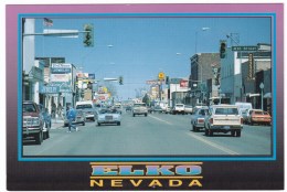 Elko Nevada, Street Scene, Auto, Business Signs C1980s Vintage Postcard - Andere & Zonder Classificatie