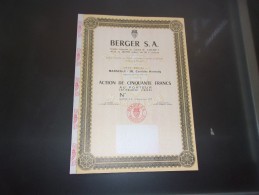 BERGER S.A. (action 50 Francs) 15 Novembre 1970 - Zonder Classificatie