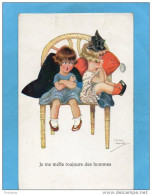 CHIKY SPARK-deux Fillettes Dans Un Fauteuil -"je Me Méfie Des Hommes ..-a Voyagé 1922 - Spark, Chicky