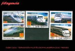 USADOS. CUBA. 2001-13 EXPOSICIÓN FILATÉLICA PHILANIPPON 2001. TRENES RÁPIDOS JAPONESES - Used Stamps