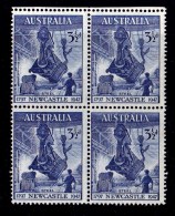 Australia 1947 Newcastle 31/2d Steel Block Of 4 MH - See Notes - - Mint Stamps