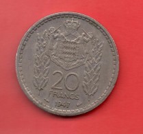 MONACO - 20 Francs  1947  KM124 - Charles III.