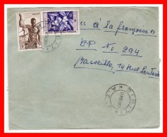 SIBITI CONGO AFRIQUE ANCIENNE COLONIE FRANÇAISE LETTRE PAR AVION POUR LA FRANCE TIMBRE PIROGUIER DU NIGER & LE CAFE - Briefe U. Dokumente