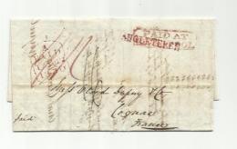 LaC De Liverpool Pour Cognac Griffe " Paid At Liverpool " Linéaire Angleterre Rouge Taxée 16  04 1830 2 Scans - ...-1840 Vorläufer