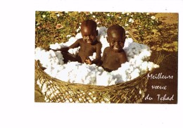 Double Carte - Enfants Bébés SARAS DE KOUMRA Dans Un Couffin - Meilleurs Voeux Du TCHAD - - Chad