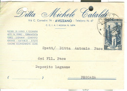 CATALDI MICHELE, AVEZZANO, L'AQUILA, CARTOLINA COMMERCIALE ,1951, POSTE AVEZZANO,PESCARA, - Avezzano