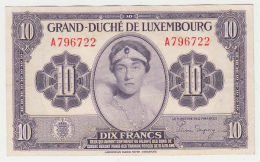 LUXEMBOURG 10 FRANCS 1944 VF++ Pick 44 - Luxemburg