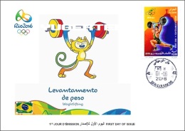 ALGERIE ALGERIA 2016 - FDC Olympic Games Rio 2016 Weightlifting Olympische Spiele Olímpicos Olympics Weightlifting - Eté 2016: Rio De Janeiro