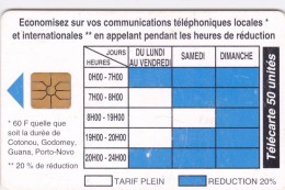 Benin, BEN-20, 50 Unités, Telephone Tariffs 1 , 2 Scans  (09/96, 40.000). - Bénin