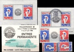 1982 Paris Philexfrance Marianne Frankreich 2343/4,ZD,Block 6 ** Plus O 52€ Stamp On Stamps M/s Philatelic Sheets FRANCE - Oblitérés