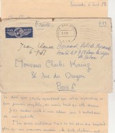 Lettre Avion Cachet Poste Aux Armées AFN 9/9/1958 De SP 86231 - Manuscrit : Tombé Le 7/9/58 Batna Lettre écrite Le 6/9 - War Of Algeria