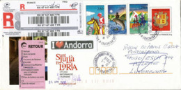 LUXEMBOURG-ANDORRA.Lettre Recommandée  (Entier Postal Sant Julia De Loria)  ANDORRE  à LUXEMBOURG Et Retour - Lettres & Documents