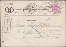 Belgique 1953 COB Service 37, 20 C Petit Sceau De L´Etat, Sur Carte Postale Des Chemins De Fer. Retour à L´envoyeur - Sonstige & Ohne Zuordnung