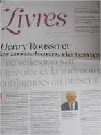 Liberation Supplément Livres Du 29/11/12 : Rousso, Dernière Catastrophe / Tadié, Roman D'hier À Demain - Newspapers - Before 1800