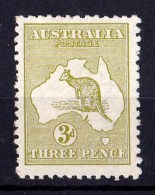Australia 1913 Kangaroo 3d Olive 1st Watermark MH --- - Nuovi