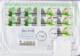 MOLDOVA : EUROPA THINK GREEN 4 Set On Big Circulated Cover To ROMANIA - Envoi Enregistre! Registered Shipping! - 2016