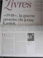 Libération Supplément Livres Du 06/12/12 : Yoram Kaniuk, 1948 / Journal De Vézelay, Romain Rolland - Newspapers - Before 1800