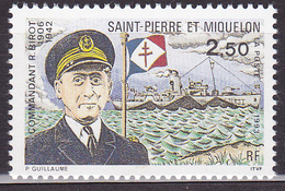 Timbre-poste Neuf** - Hommage Au Commandant Roger Birot - N° 573 (Yvert) - Saint-Pierre Et Miquelon 1993 - Neufs