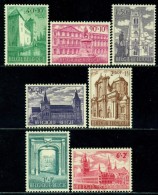 Belgium 1962 Royal Library Church Architecture Abbeys Castle Hall Monuments Stamps MNH SC B705-B711 Michel 1265-1271 - Abadías Y Monasterios