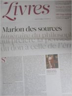 Libération Supplément Livres Du 22/12/12 : J.L. Marion, Rigueur Des Choses / Entretien Avec Luc Lang - Kranten Voor 1800