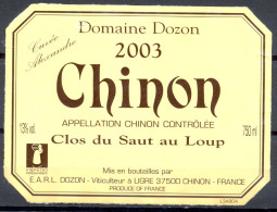 133 - Chinon - 2003 - Clos Du Saut Du Loup - Domaine Dozon - E.A.R.L. Dozan - Viticulteur à Ligré 37500 Chinon - Vino Rosso