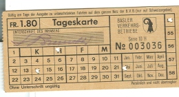 BVB - BASLER VERKEHRS-BETRIEBE- TAGESKARTE FR.1,80 - BASEL - Europa