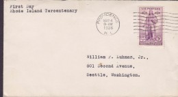 United States Premier Jour Lettre FDC Cover 1936 Rhode Island Tercentenary Roger Williams Founder Of Colonie - 1851-1940