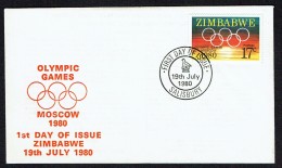 1980   Moscow Olympic Games  Unaddressed  FDC - Zimbabwe (1980-...)