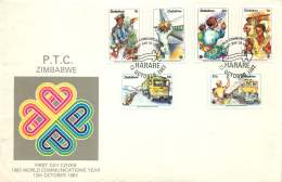 1983  Communication Year  -     Complete Set On Single  Unaddressed  FDC - Zimbabwe (1980-...)