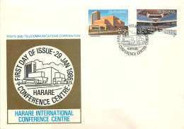 1986  Harare Conference Centre    Complete Set On Single  Unaddressed  FDC - Zimbabwe (1980-...)