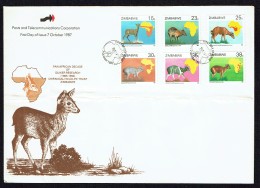 1987  Duikers And Population Maps -   Complete Set On Single  Unaddressed  FDC - Zimbabwe (1980-...)